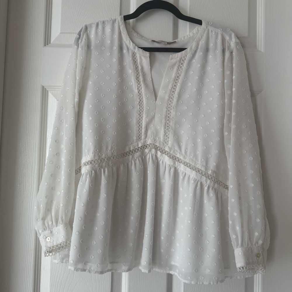 LOFT White Textured Blouse